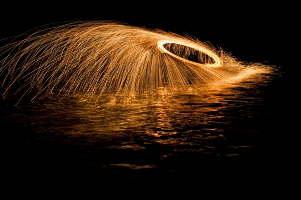 Photograph Pierre Thionville Steel Wool Spin Fire on One Eyeland
